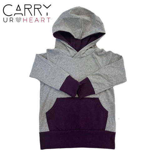 Plum and Gray Colorblock Hoodie
