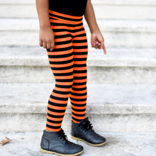 Load image into Gallery viewer, Orange and Black Striped Leggings
