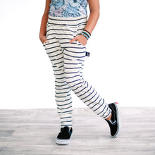 Load image into Gallery viewer, White and Black Striped Joggers
