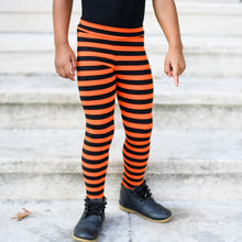 Load image into Gallery viewer, Orange and Black Striped Leggings
