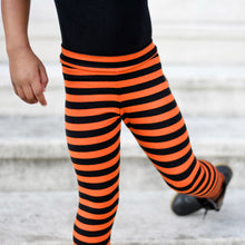 Load image into Gallery viewer, Orange and Black Striped Leggings
