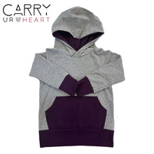 Load image into Gallery viewer, Plum and Gray Colorblock Hoodie
