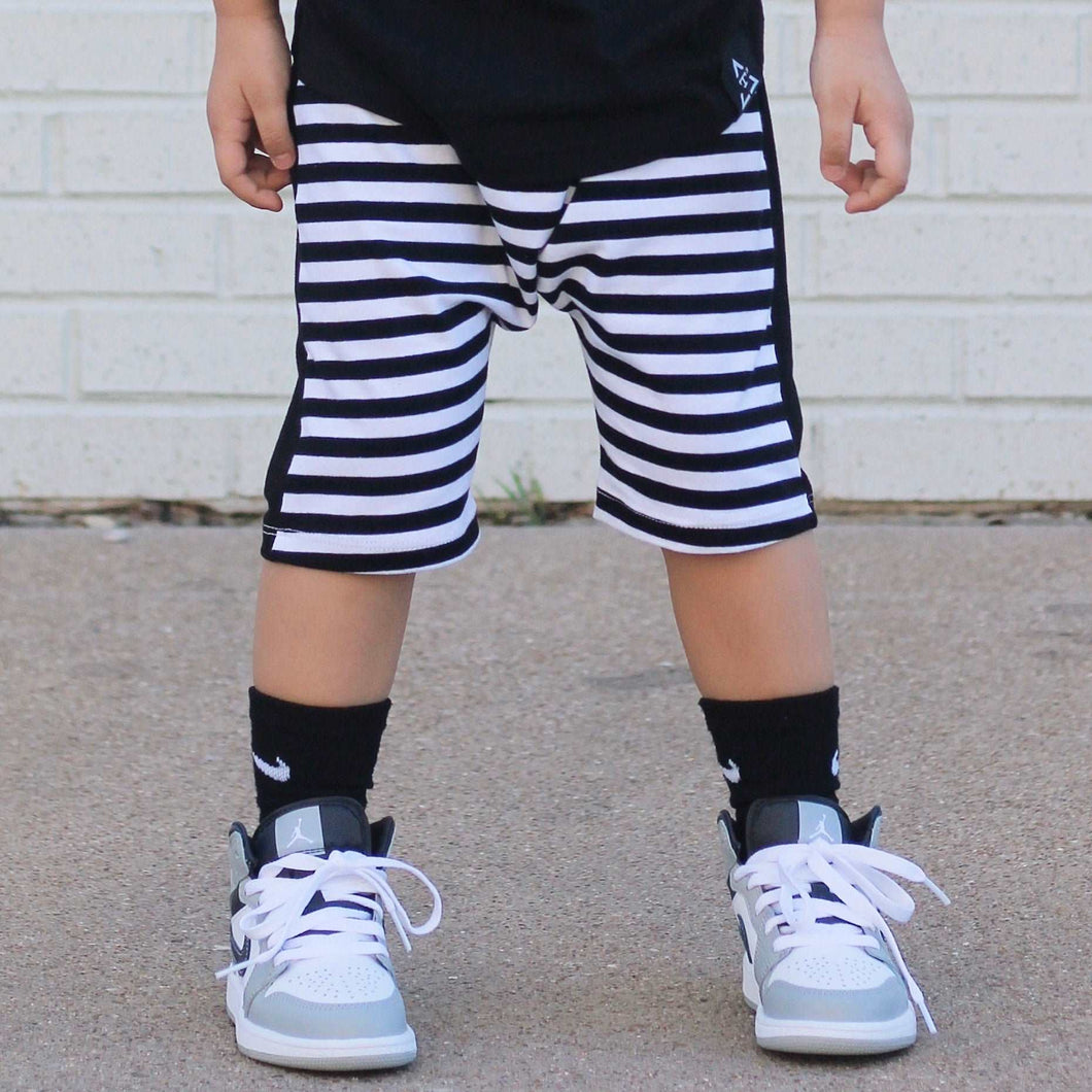 Monochrome Stripe Harem Shorts